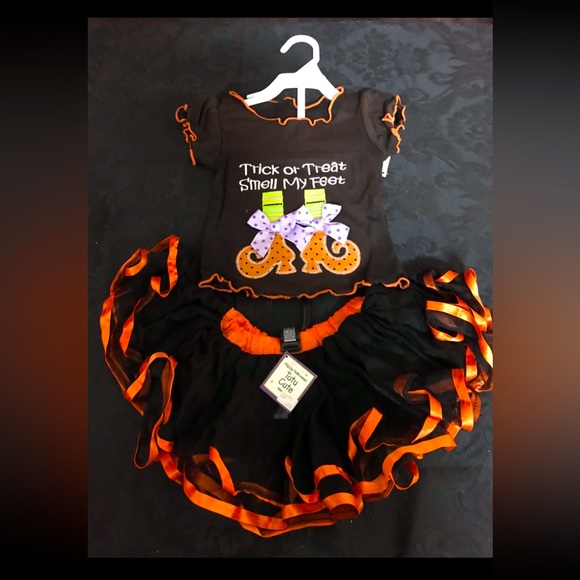Hallowe'en Tutu 2 piece 9-12 mo & 1 piece Tutu size 0-6 mo lacy leggings 0-12 - Picture 1 of 3